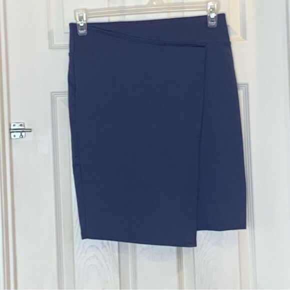 14th & Union Ponte Knit Faux Wrap Skirt Blue Size Small - Picture 8 of 9